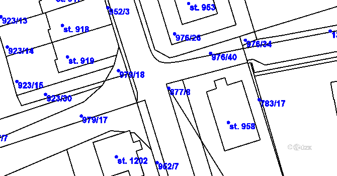 Parcela st. 877/8 v KÚ Hylváty, Katastrální mapa