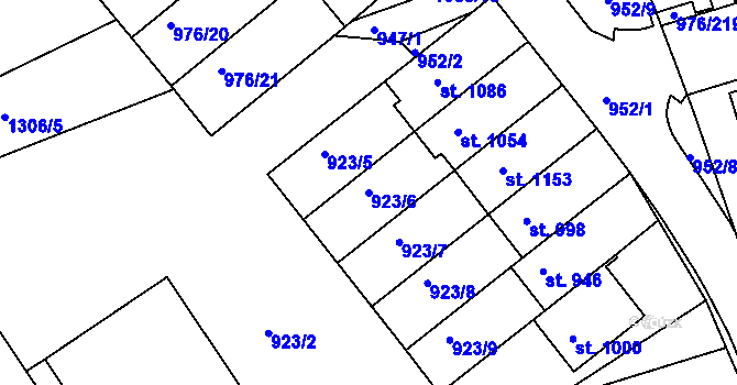 Parcela st. 923/6 v KÚ Hylváty, Katastrální mapa