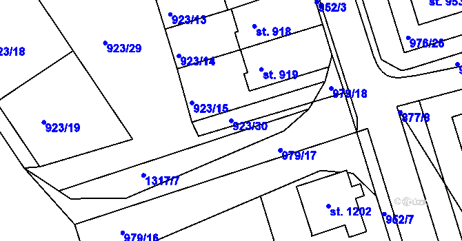 Parcela st. 923/30 v KÚ Hylváty, Katastrální mapa