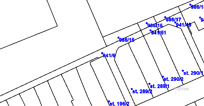 Parcela st. 941/6 v KÚ Hylváty, Katastrální mapa