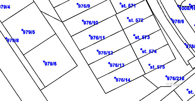 Parcela st. 976/12 v KÚ Hylváty, Katastrální mapa