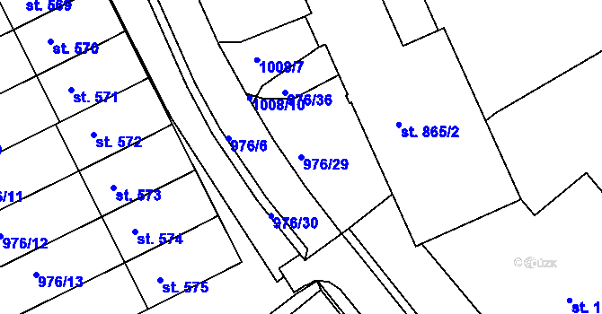 Parcela st. 976/29 v KÚ Hylváty, Katastrální mapa
