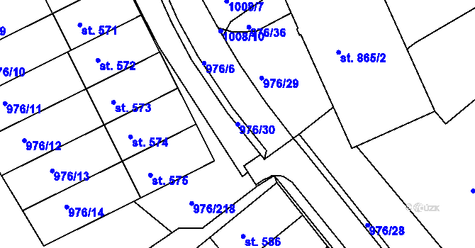 Parcela st. 976/30 v KÚ Hylváty, Katastrální mapa