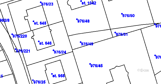 Parcela st. 976/49 v KÚ Hylváty, Katastrální mapa