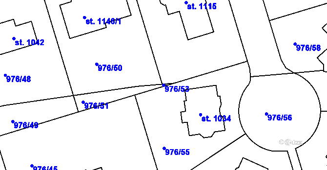 Parcela st. 976/53 v KÚ Hylváty, Katastrální mapa