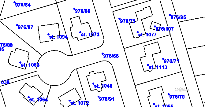 Parcela st. 976/66 v KÚ Hylváty, Katastrální mapa