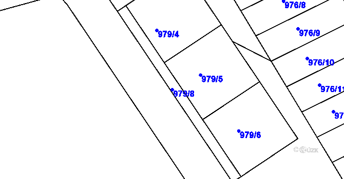 Parcela st. 979/8 v KÚ Hylváty, Katastrální mapa