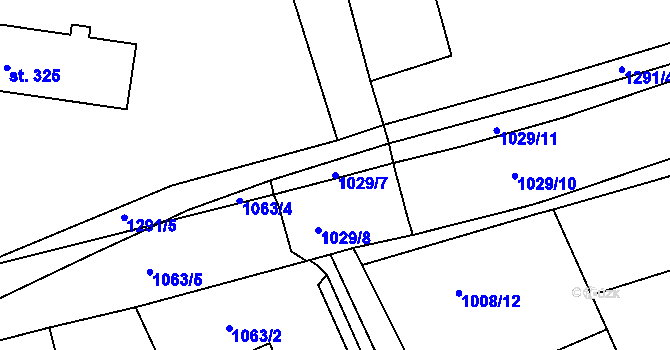 Parcela st. 1029/7 v KÚ Hylváty, Katastrální mapa