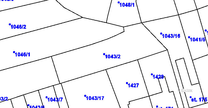 Parcela st. 1043/2 v KÚ Hylváty, Katastrální mapa