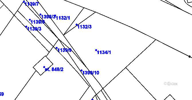 Parcela st. 1134/1 v KÚ Hylváty, Katastrální mapa