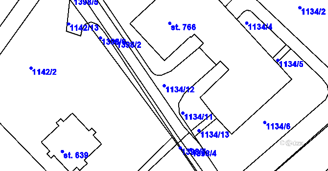 Parcela st. 1134/12 v KÚ Hylváty, Katastrální mapa