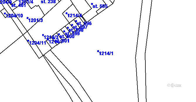 Parcela st. 1214/1 v KÚ Hylváty, Katastrální mapa