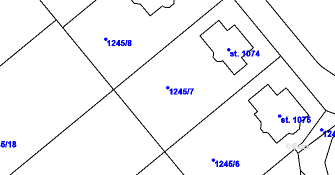 Parcela st. 1245/7 v KÚ Hylváty, Katastrální mapa