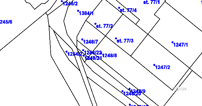 Parcela st. 1248/8 v KÚ Hylváty, Katastrální mapa