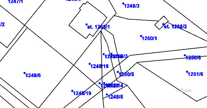 Parcela st. 1248/15 v KÚ Hylváty, Katastrální mapa