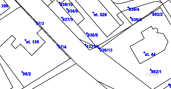 Parcela st. 1321/6 v KÚ Hylváty, Katastrální mapa