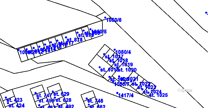 Parcela st. 1017 v KÚ Hylváty, Katastrální mapa