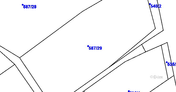 Parcela st. 587/29 v KÚ Hylváty, Katastrální mapa
