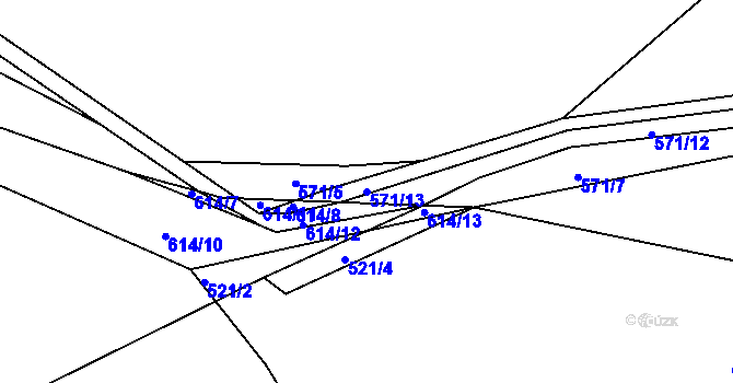 Parcela st. 571/13 v KÚ Hylváty, Katastrální mapa