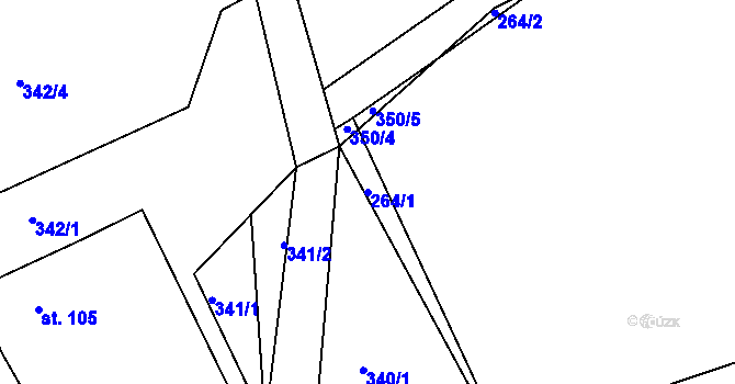 Parcela st. 264/1 v KÚ Hylváty, Katastrální mapa