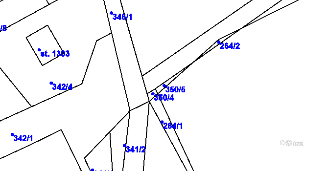 Parcela st. 350/5 v KÚ Hylváty, Katastrální mapa