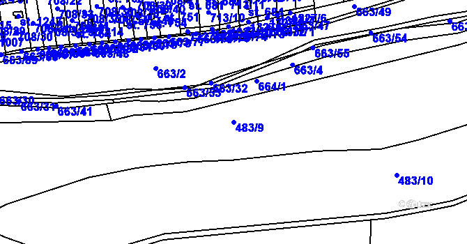 Parcela st. 483/9 v KÚ Hylváty, Katastrální mapa