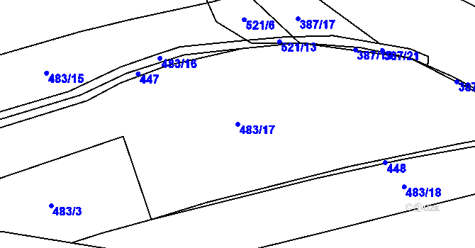 Parcela st. 483/17 v KÚ Hylváty, Katastrální mapa