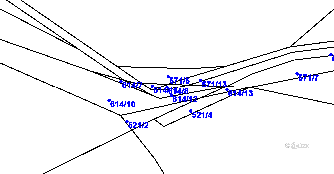 Parcela st. 614/8 v KÚ Hylváty, Katastrální mapa