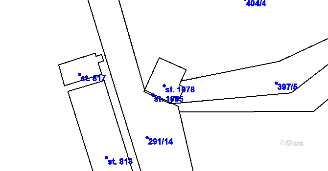 Parcela st. 1078 v KÚ Hylváty, Katastrální mapa