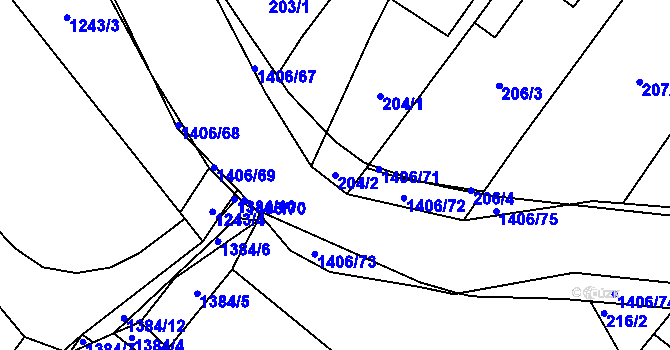 Parcela st. 204/2 v KÚ Hylváty, Katastrální mapa