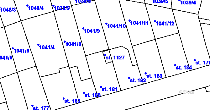 Parcela st. 1127 v KÚ Hylváty, Katastrální mapa