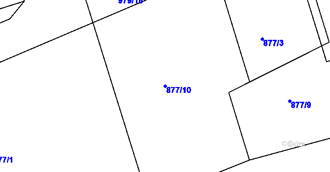 Parcela st. 877/10 v KÚ Hylváty, Katastrální mapa