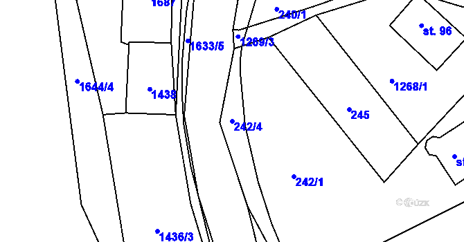 Parcela st. 242/4 v KÚ Hylváty, Katastrální mapa