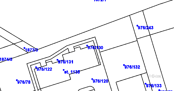 Parcela st. 976/130 v KÚ Hylváty, Katastrální mapa