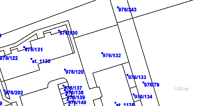 Parcela st. 976/132 v KÚ Hylváty, Katastrální mapa