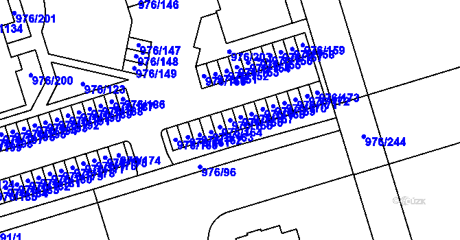 Parcela st. 976/165 v KÚ Hylváty, Katastrální mapa