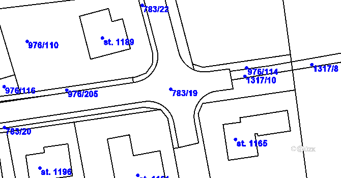 Parcela st. 783/19 v KÚ Hylváty, Katastrální mapa