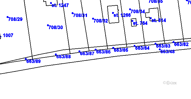 Parcela st. 663/86 v KÚ Hylváty, Katastrální mapa
