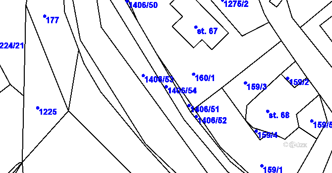 Parcela st. 1406/54 v KÚ Hylváty, Katastrální mapa