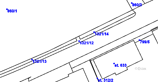 Parcela st. 1321/12 v KÚ Hylváty, Katastrální mapa