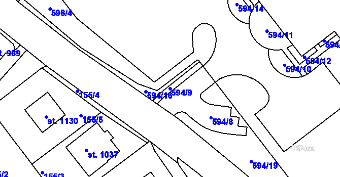 Parcela st. 594/9 v KÚ Hylváty, Katastrální mapa