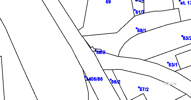 Parcela st. 58/2 v KÚ Hylváty, Katastrální mapa