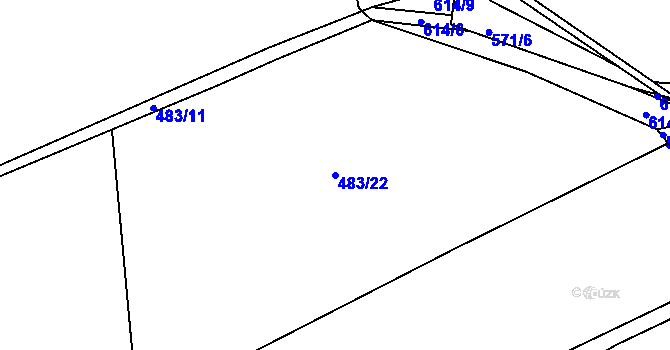 Parcela st. 483/22 v KÚ Hylváty, Katastrální mapa