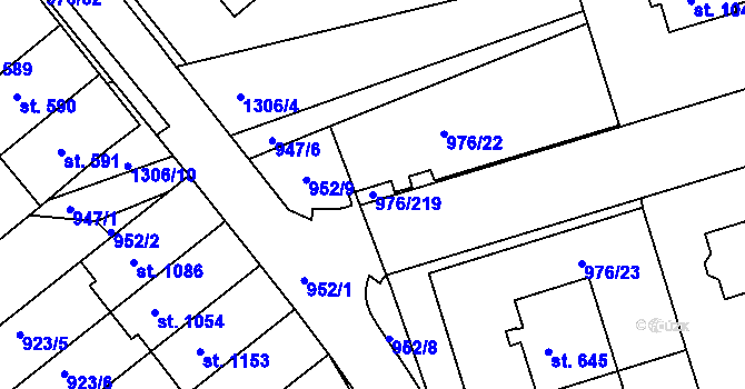 Parcela st. 976/219 v KÚ Hylváty, Katastrální mapa
