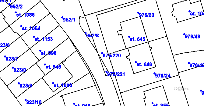 Parcela st. 976/220 v KÚ Hylváty, Katastrální mapa