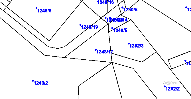 Parcela st. 1248/17 v KÚ Hylváty, Katastrální mapa
