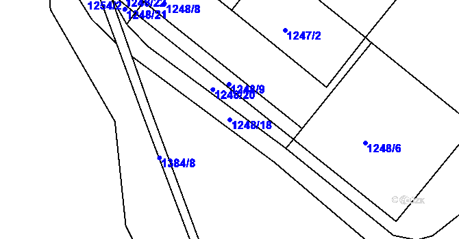 Parcela st. 1248/18 v KÚ Hylváty, Katastrální mapa