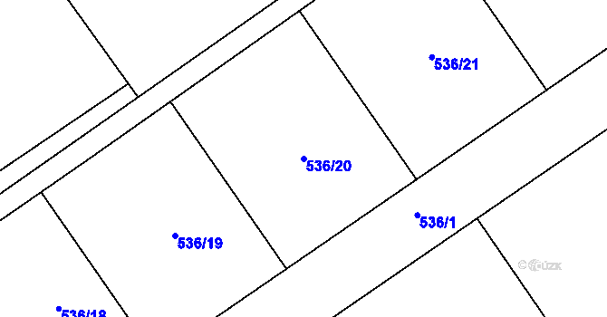 Parcela st. 536/20 v KÚ Hylváty, Katastrální mapa