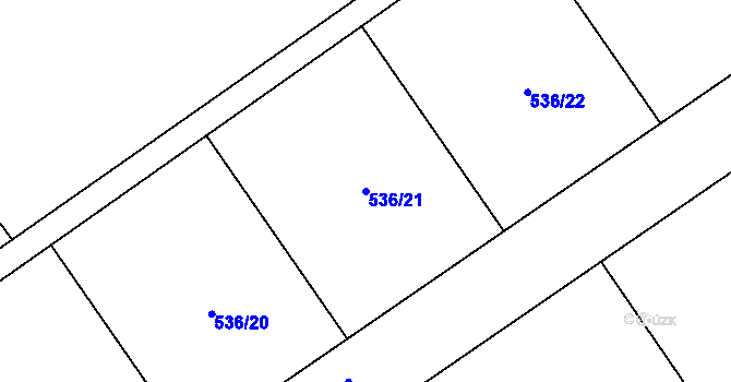 Parcela st. 536/21 v KÚ Hylváty, Katastrální mapa
