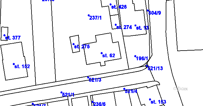Parcela st. 62 v KÚ Kerhartice nad Orlicí, Katastrální mapa
